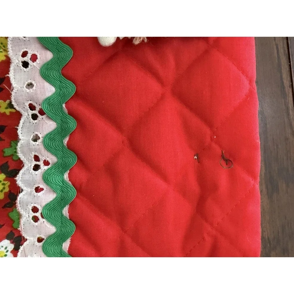 Vintage Handmade Christmas Stocking Floral Calico Quilted Elf Doll
